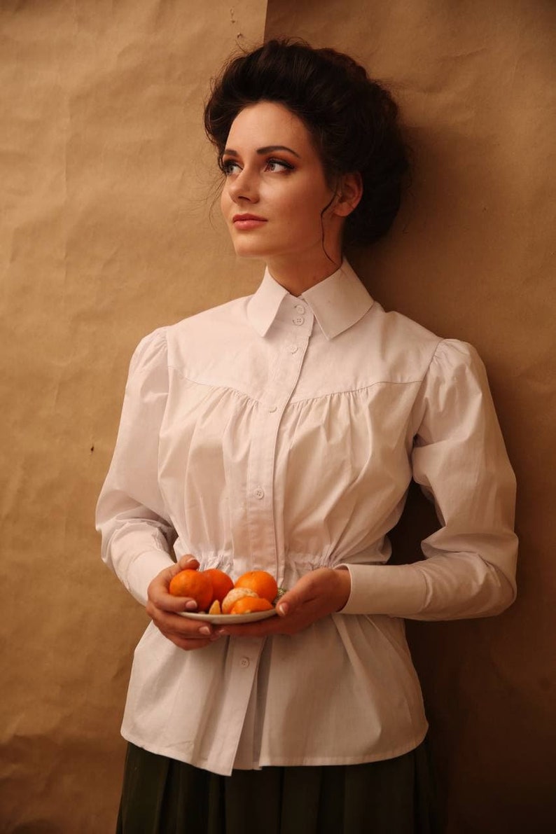 Blouse Suffragette in white in edwardian victorian style imagem 2