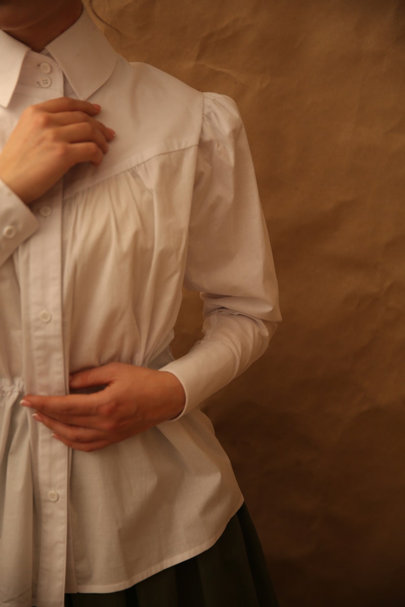 Blouse Suffragette in white in edwardian victorian style imagem 7