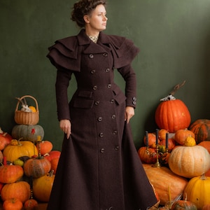 Edwardian Style Wool Coat: Vintage Inspired Cape Coat
