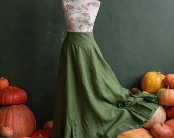 Skirt "Anne" with adjustable belt  in Vintage Style, Edwardian Gibson Girl Skirt with pockets