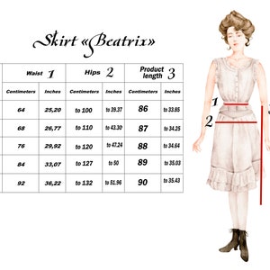 Skirt Beatrix Vintage Style Skirt, Edwardian Gibson Girl Skirt with pockets image 9