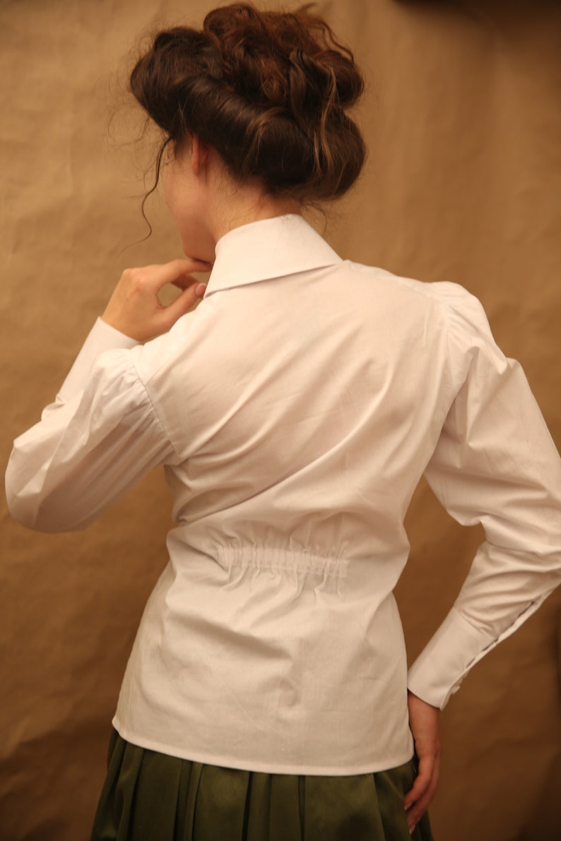 Blouse Suffragette in white in edwardian victorian style imagem 8