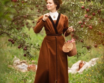 Suit "Millicent" in 1910s style Edwardian vintage style wool linen dress