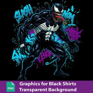 Venom PNG-bundel | 17 Marvel Superhelden Clipart Set | Black Knockout Halftone | DIY-knutselprojecten, T-shirts, Mokken
