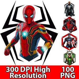 100+PNG Superhero T-Shirt Design Bundle – Digital Download – High-Res 300 DPI – Transparent Background for DTF