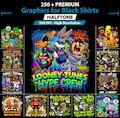 Halftone Cartoon Designs for Black T-Shirts, DTF DTG Bundle