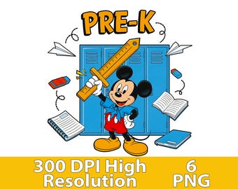 Mickey Mouse Back to School PNG Bundle: First Day T-Shirt Designs (Digital Download)