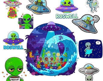 Alien UFO PNG Design, Retro Alien Clipart, Space Ufo Sublimation, Sci-Fi Alien T-Shirt Graphic, Digital Download, 300 DPI Transparent png