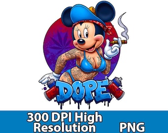 Edgy Minnie Mouse Tattoo Design: Smoke Art PNG (Digital Download)