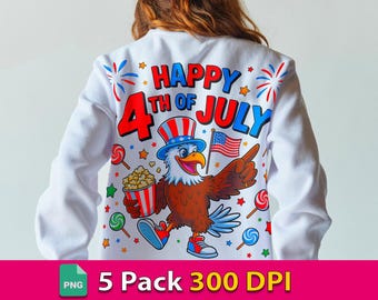 Patriotic USA Eagle PNG Bundle: 4th of July T-Shirt Designs (Digital Download)