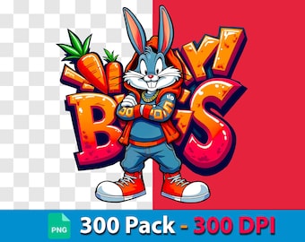 Paquete de Diseños de Camisetas de Personajes de Dibujos Animados – Descarga Digital PNG – Arte Imprimible en Alta Resolución 300 DPI