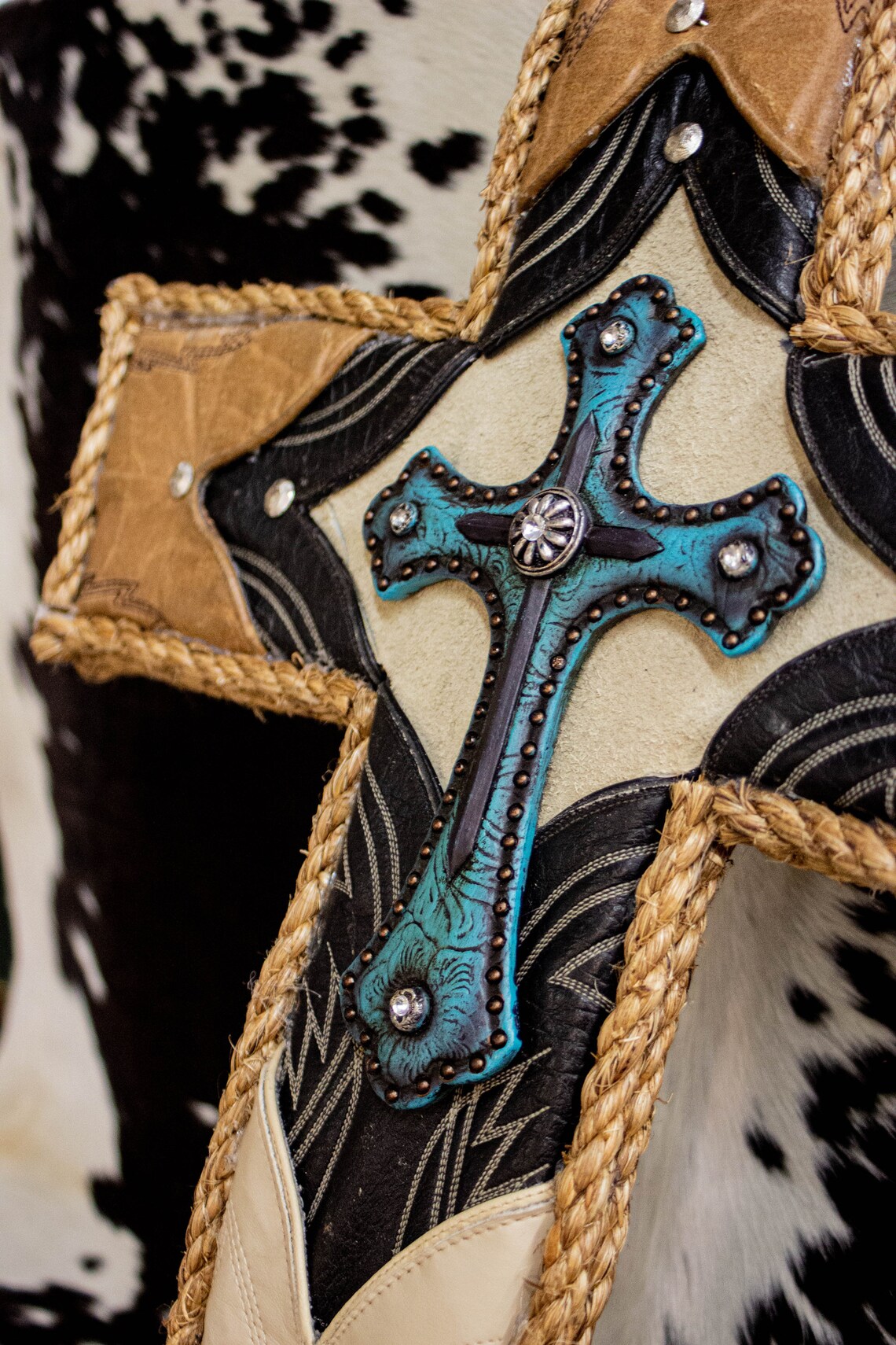 Recycled Cowboy Boot Cross Etsy