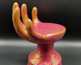 Pink Gold Abstract Hand Display Gold Home Decor Hand Sculpture Decor Pink Home Decor Oddity Decor Gothic Decor Hand Centerpiece Decor Art