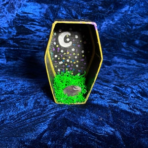 Coffin Moon Moss Crystal Display Coffin Home Decor Gothic Coffin Decor Crystal Coffin Decor Display Moon Coffin Home Decor Moss Coffin Witch