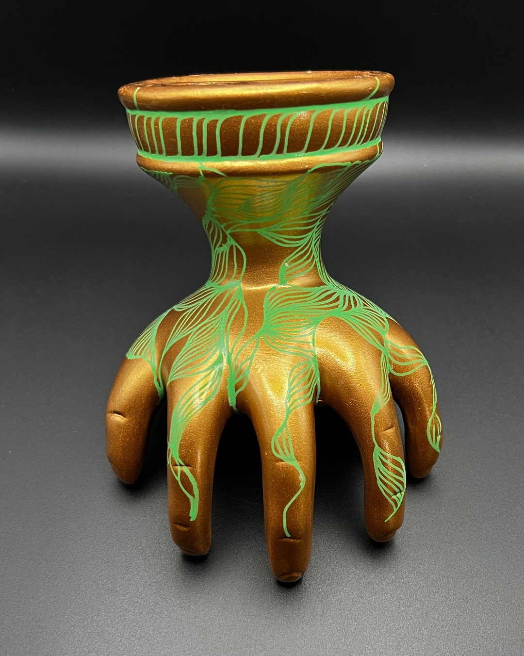 Hand Decor Green Gold Abstract Hand Display Art Home Decor Green Home Decor Gold ...