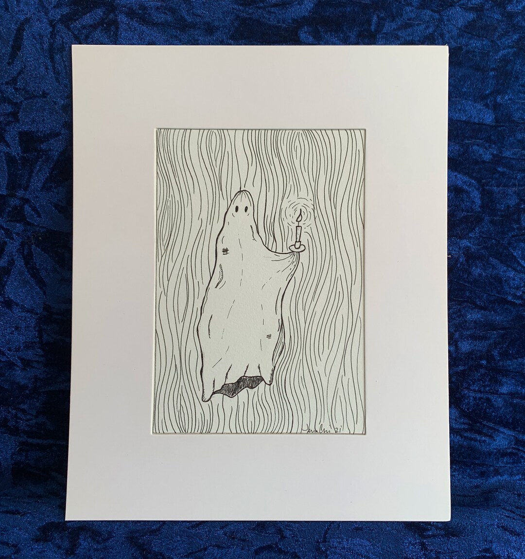 Little Ghost Hand Drawn Art Print Ghost Art Ghost Art Print Black and ...
