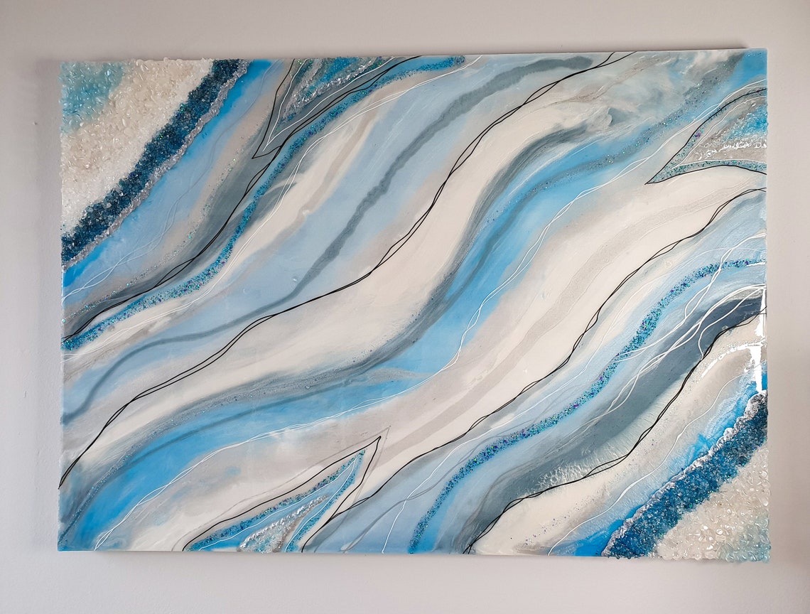 Blue wall art Large wall art Blue art in the UK Blue | Etsy