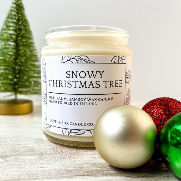 Snowy Christmas Tree Candle Soy, Winter Candles, Vegan Candle, Natural Soy Wax, Hand-Poured, Handmade, Gift For Her