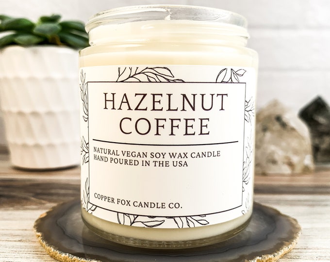 Hazelnut Coffee Soy Candle, Aromatherapy Candles, Vegan Candle, Natural Soy Wax, Hand-Poured, Handmade, Gift For Her, Anniversary Gift