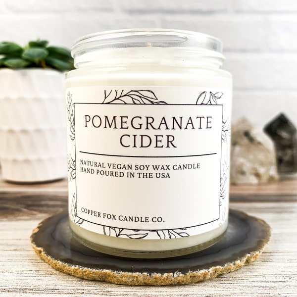 Pomegranate Cider Soy Candle, Aromatherapy Candles, Vegan Candle, Natural Soy Wax, Hand-Poured, Handmade, Gift For Her, Anniversary Gift