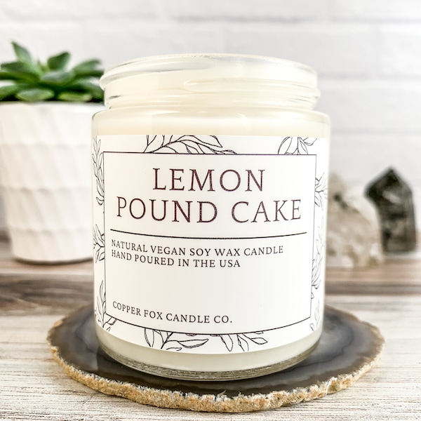 Lemon Pound Cake Soy Candle, Aromatherapy Candles, Vegan Candle, Natural Soy Wax, Hand-Poured, Handmade, Gift For Her, Anniversary Gift