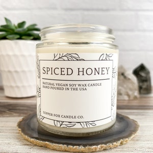 Spiced Honey Soy Candle, Aromatherapy Candles, Vegan Candle, Natural Soy Wax, Hand-Poured, Handmade, Gift For Her, Anniversary Gift