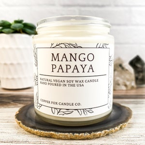 Mango Papaya Soy Candle, Aromatherapy Candles, Vegan Candle, Natural Soy Wax, Hand-Poured, Handmade, Gift For Her, Anniversary Gift, Spring