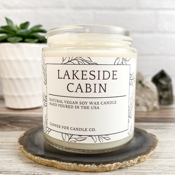 Lakeside Cabin Soy Candle, Aromatherapy Candles, Vegan Candle, Natural Soy Wax, Hand-Poured, Handmade, Gift For Her, Anniversary Gift