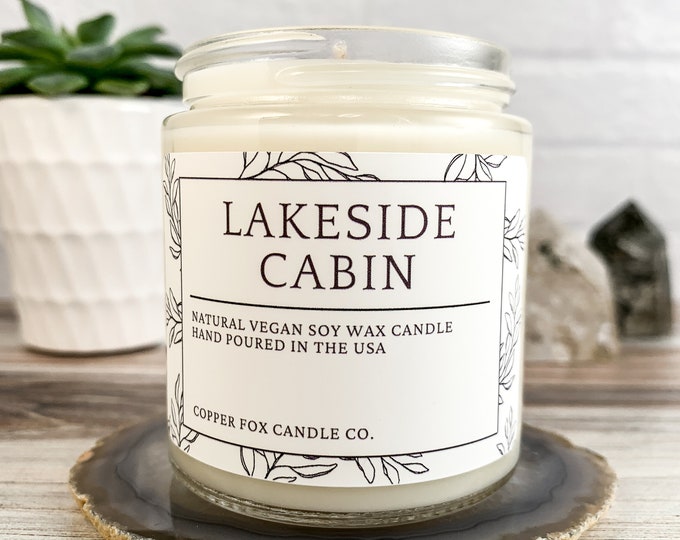 Lakeside Cabin Soy Candle, Aromatherapy Candles, Vegan Candle, Natural Soy Wax, Hand-Poured, Handmade, Gift For Her, Anniversary Gift