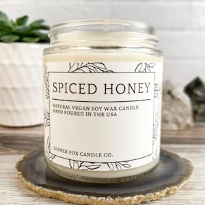 Spiced Honey Soy Candle, Aromatherapy Candles, Vegan Candle, Natural Soy Wax, Hand-Poured, Handmade, Gift For Her, Anniversary Gift