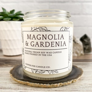 Magnolia & Gardenia Soy Candle, Aromatherapy Candles, Vegan Candle, Natural Soy Wax, Hand-Poured, Handmade, Gift For Her, Anniversary Gift