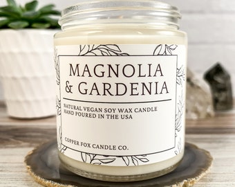 Magnolia & Gardenia Soy Candle, Aromatherapy Candles, Vegan Candle, Natural Soy Wax, Hand-Poured, Handmade, Gift For Her, Anniversary Gift