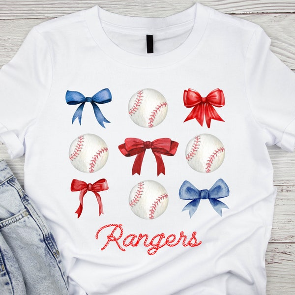 Rangers Bows and Baseballs PNG Instant Download