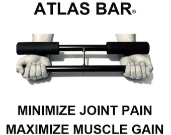 ATLAS BAR Cable Attachment. Build Muscle. Protect Joints! Fitness Home Gym Workout Ergonomic Exercise Equipment. Elbow & Wrist Pain Relief