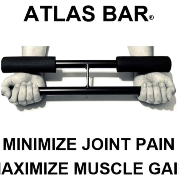 ATLAS BAR Cable Attachment. Build Muscle. Protect Joints! Fitness Home Gym Workout Ergonomic Exercise Equipment. Elbow & Wrist Pain Relief