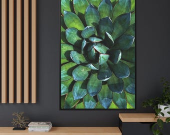 Green Succulent Wall Art Matte Canvas Framed | Botanical Plant Print