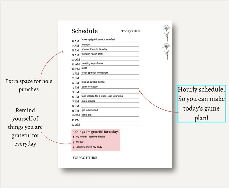 IPad Hourly Planner, Printable to Do List, Goal Planner, Student