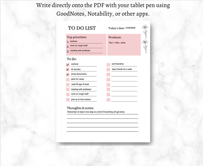 IPad Hourly Planner, Printable to Do List, Goal Planner, Student