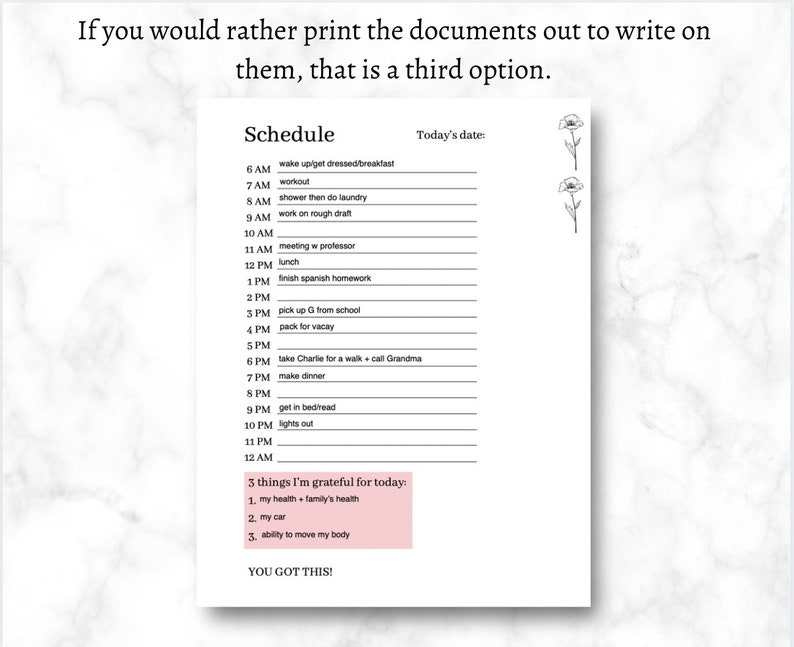 IPad Hourly Planner, Printable to Do List, Goal Planner, Student