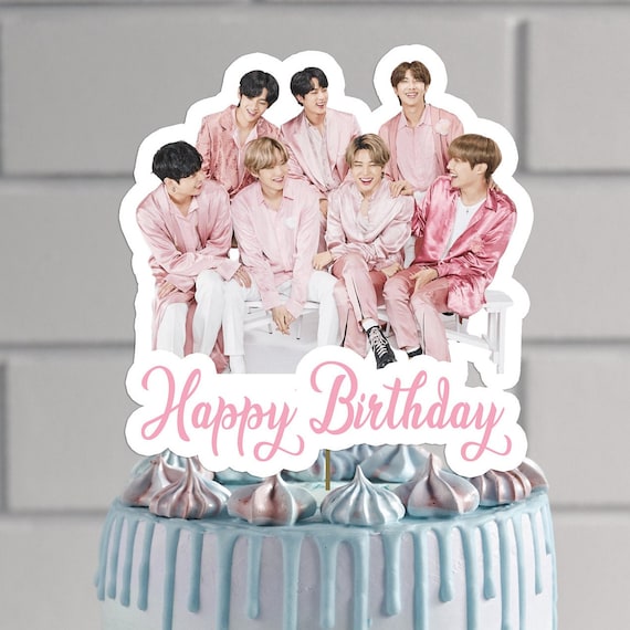 printable personalised bts kpop cake topper birthday bts etsy