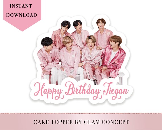 printable personalised bts kpop cake topper birthday bts etsy