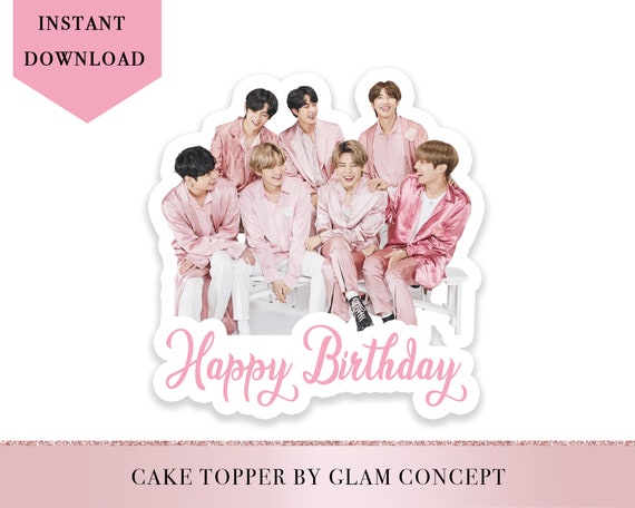 printable bts kpop cake topper birthday bts centrepiece bts etsy