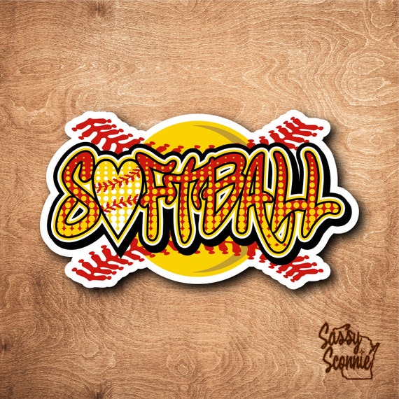 Softball Graffiti Sticker Vinyl Decal Water Bottle Etsy