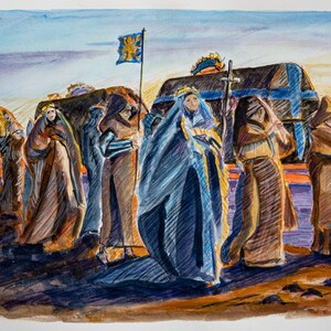 Dirge of the Three Queens historic watercolor