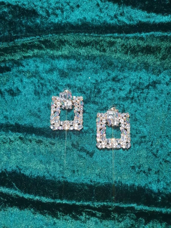 Zara inspired Squared Diamante Door Knocker Earrings