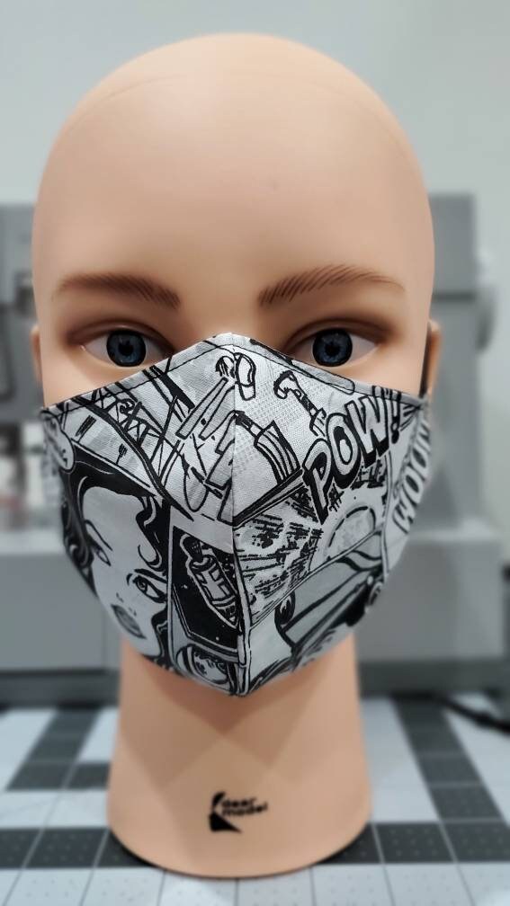 Comic style face mask with adjustable elastic and filter Etsy