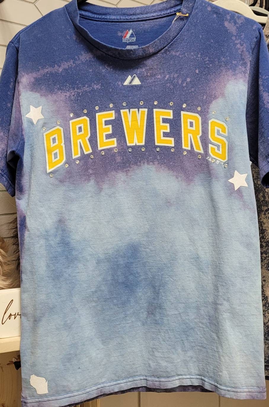 Milwaukee Brewers Bedazzled Upcycled Tshirt Size Small 