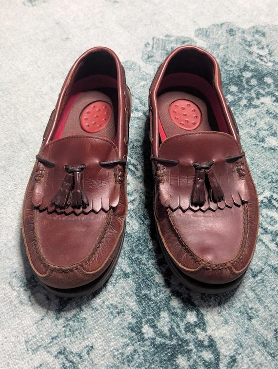 G.H. Bass, Vintage G.H. Bass & Co. Henry II Burgundy Leather Kiltie Tassel Loafers Sz 9.5 M