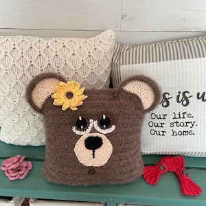 CROCHET PATTERN - Bear Pillow Cover with Detachable Accessories