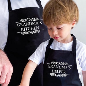 Grandma&#39;s Kitchen Grandma&#39;s Helper Apron, Baking Gift Set, Cute Gift for Mother&#39;s Day, Gift for Grandma and Kids, Houswarming Gift for Her